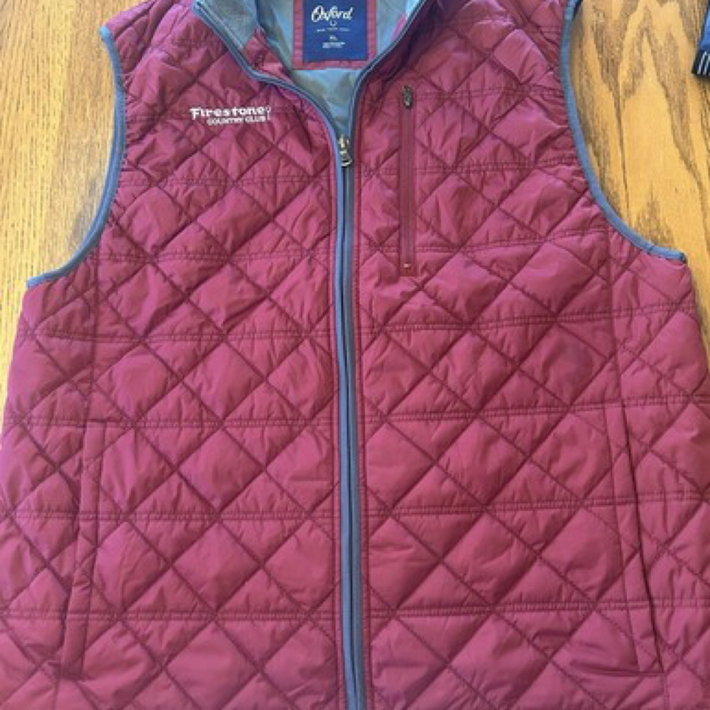 Firestone Country Club Oxford Maroon Vest Men's XL Puff Jacket Quilted